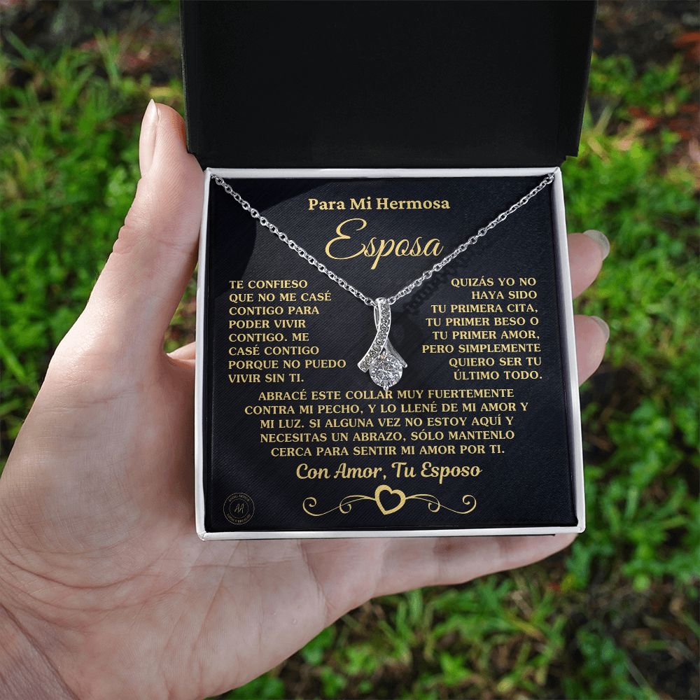 Regalo para Esposa "No Puedo Vivir Sin Ti" Collar de Oro Jewelry 