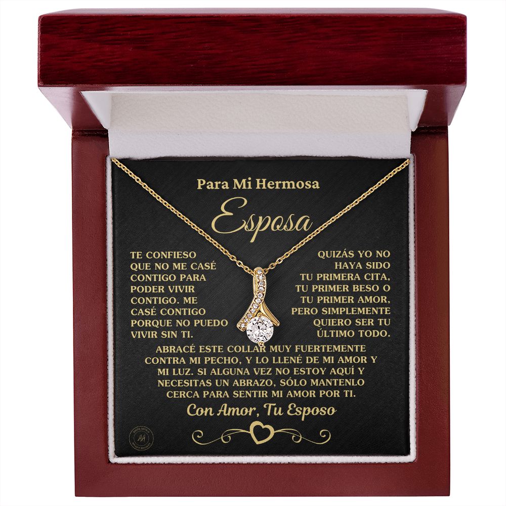 Regalo para Esposa "No Puedo Vivir Sin Ti" Collar de Oro Jewelry 