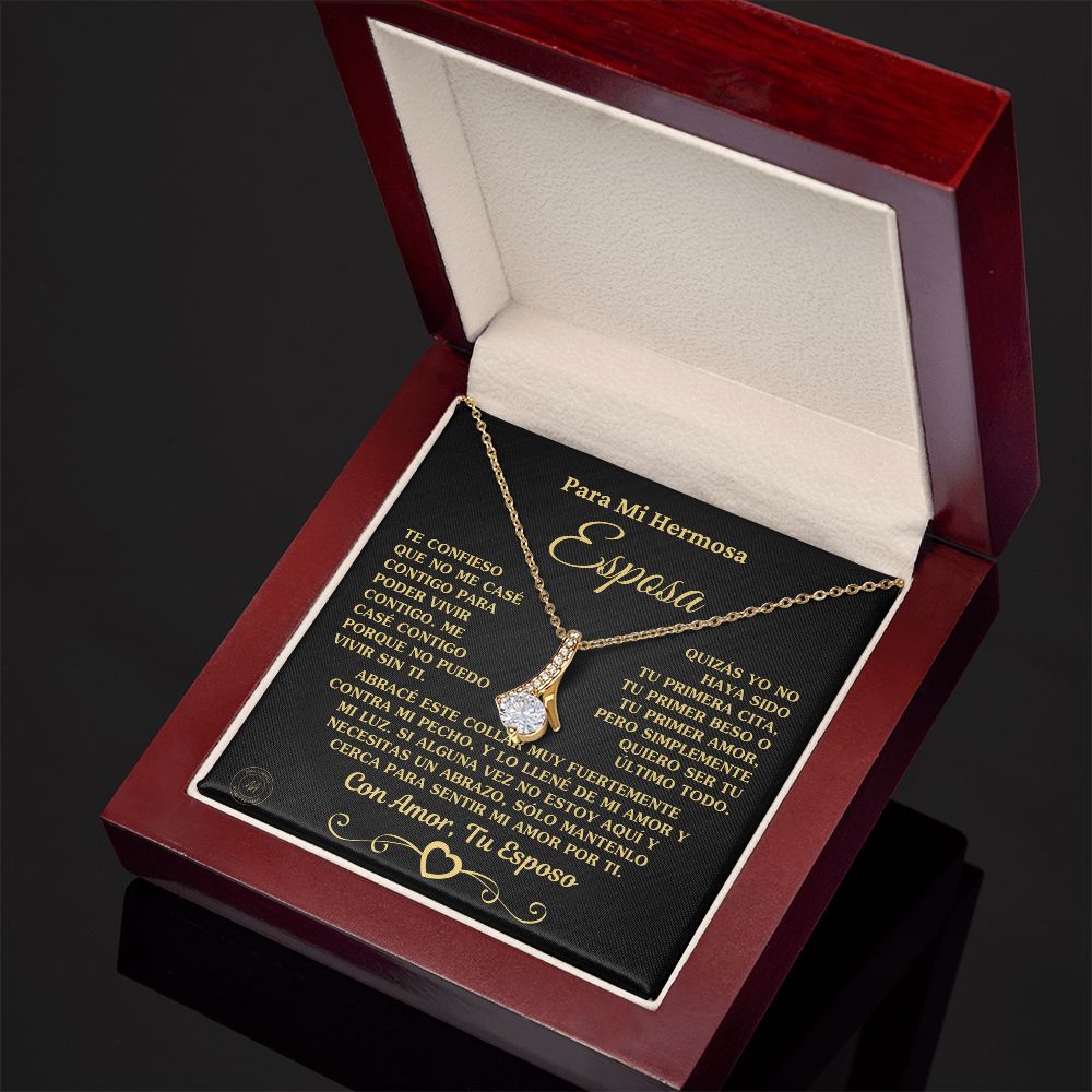 Regalo para Esposa "No Puedo Vivir Sin Ti" Collar de Oro Jewelry 