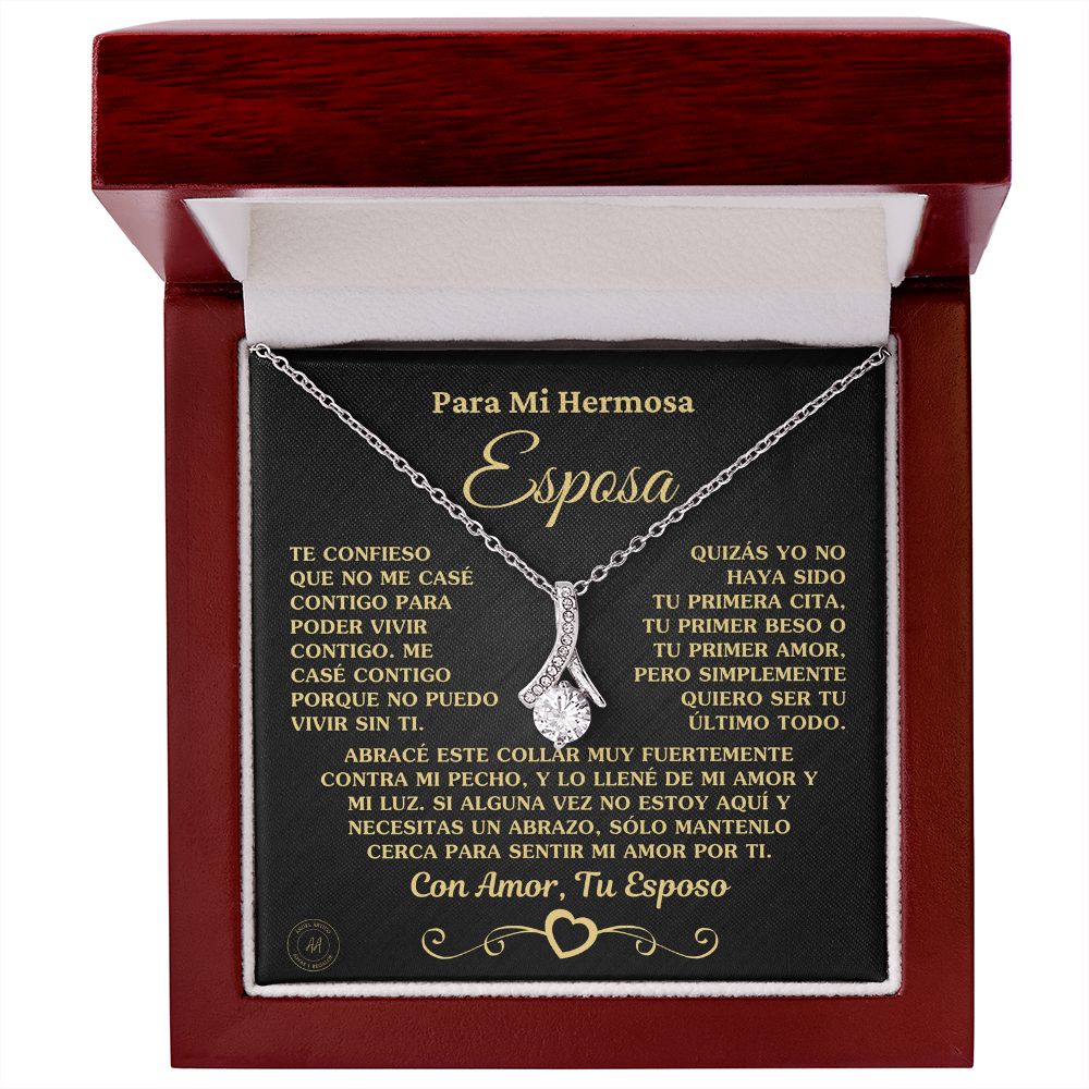 Regalo para Esposa "No Puedo Vivir Sin Ti" Collar de Oro Jewelry 