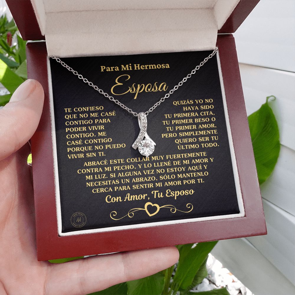 Regalo para Esposa "No Puedo Vivir Sin Ti" Collar de Oro Jewelry 
