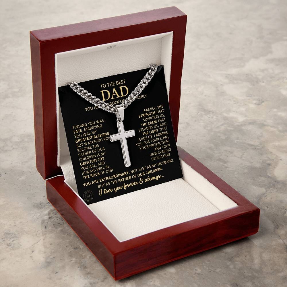 Beautiful Gift for Husband From Wife "Finding You Was Fate" Cross Necklace On Cuban Chain Jewelry 