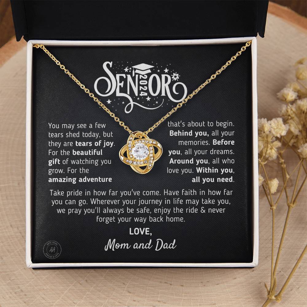 Graduation Gift for 2024 "The Beautiful Gift" Love, Mom and Dad Jewelry 18K Yellow Gold Finish Two-Toned Gift Box 