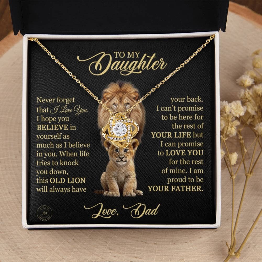 Beautiful Gift for Daughter from Dad "This Old Lion For The Rest Of Mine" Necklace Jewelry 18K Yellow Gold Finish Two-Toned Gift Box 