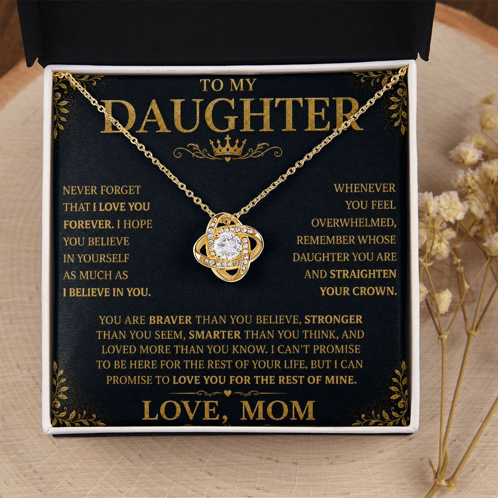 To My Daughter “Straighten Your Crown” Knot Necklace Gift From Mom Jewelry 