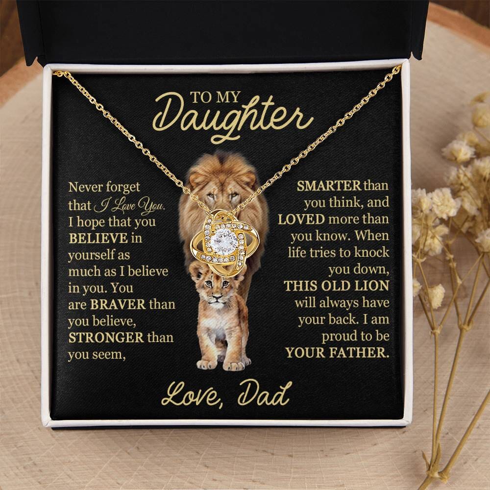 Beautiful Gift for Daughter from Dad "This Old Lion" Necklace Jewelry 18K Yellow Gold Finish Two-Toned Gift Box 