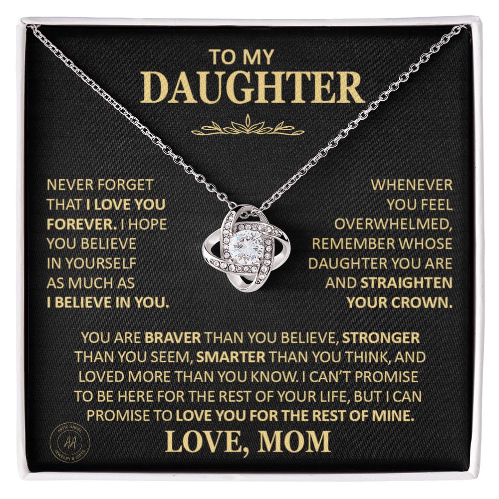 Unique Gift for Daughter From Mom "Never Forget That I Love You" Necklace Jewelry 