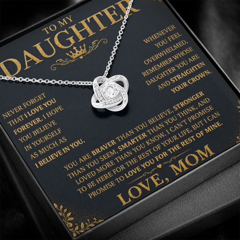 To My Daughter “Straighten Your Crown” Knot Necklace Gift From Mom Jewelry 