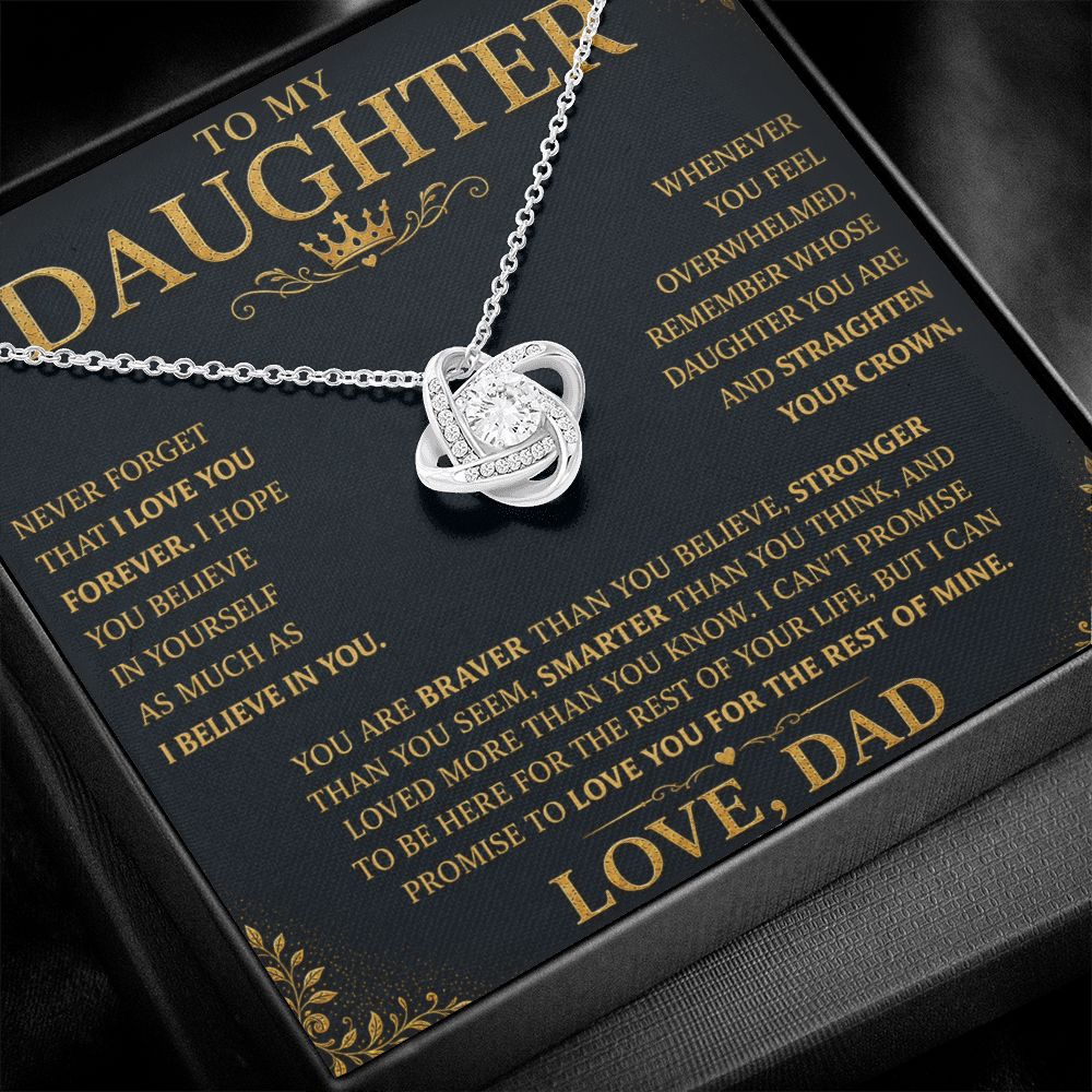To My Daughter “Straighten Your Crown” Knot Necklace Gift From Dad Jewelry 