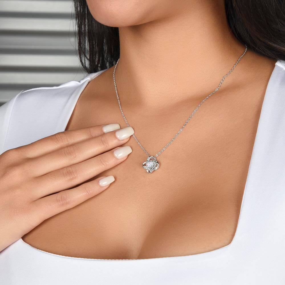 Gift for Mom From Daughter - "Without You There Is No Me" Gold Knot Necklace Jewelry 