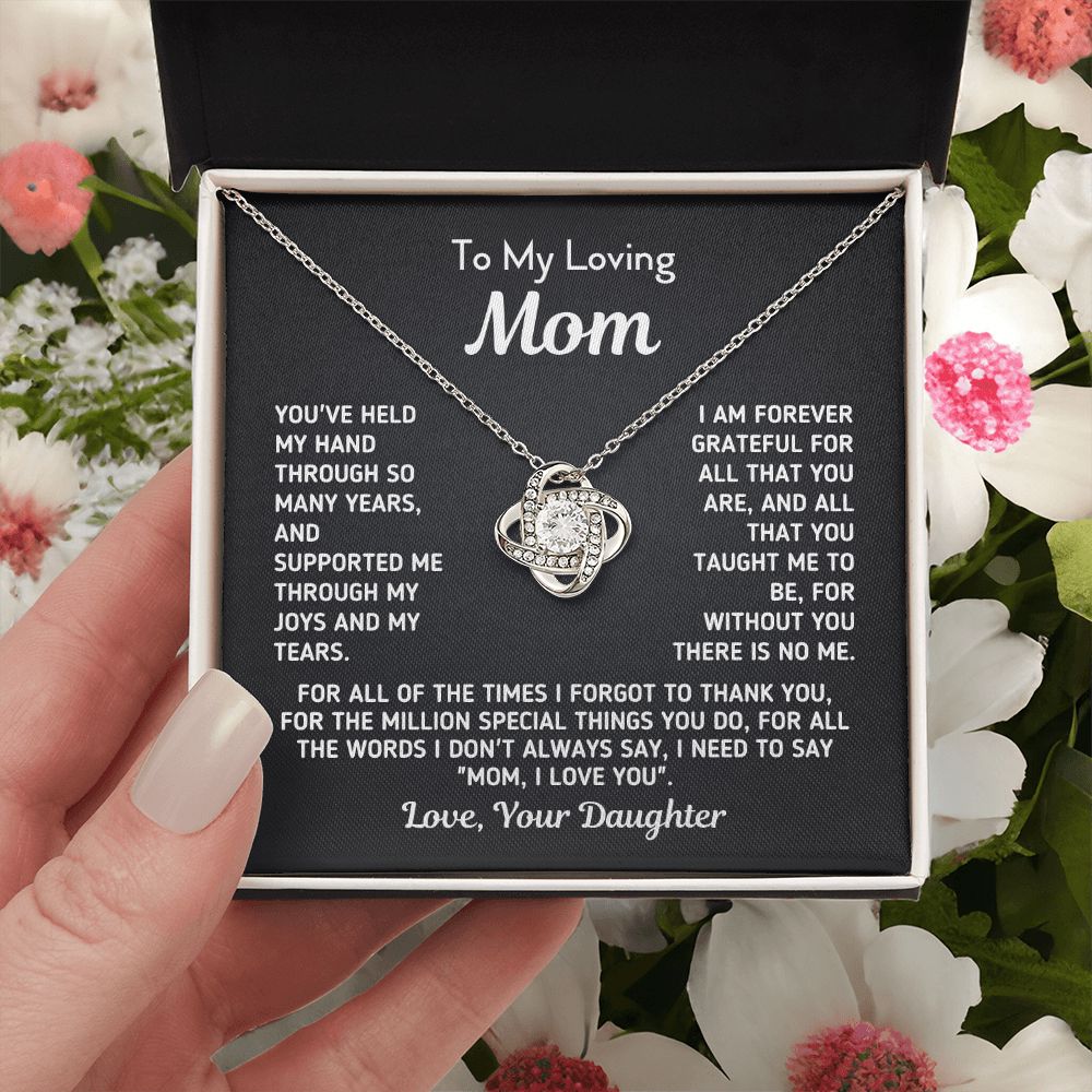 Gift for Mom From Daughter - "Without You There Is No Me" Gold Knot Necklace Jewelry 