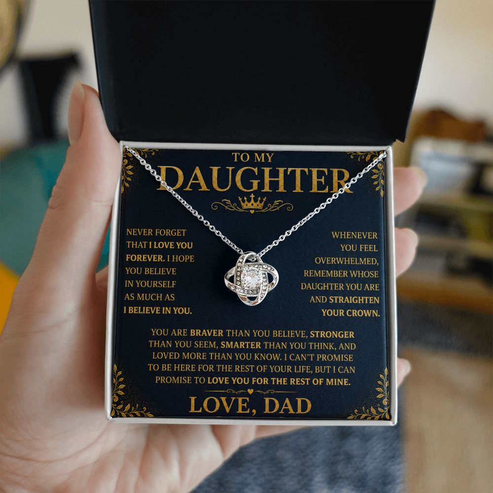To My Daughter “Straighten Your Crown” Knot Necklace Gift From Dad Jewelry 
