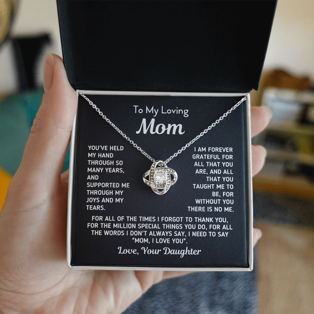 Gift for Mom From Daughter - "Without You There Is No Me" Gold Knot Necklace Jewelry 