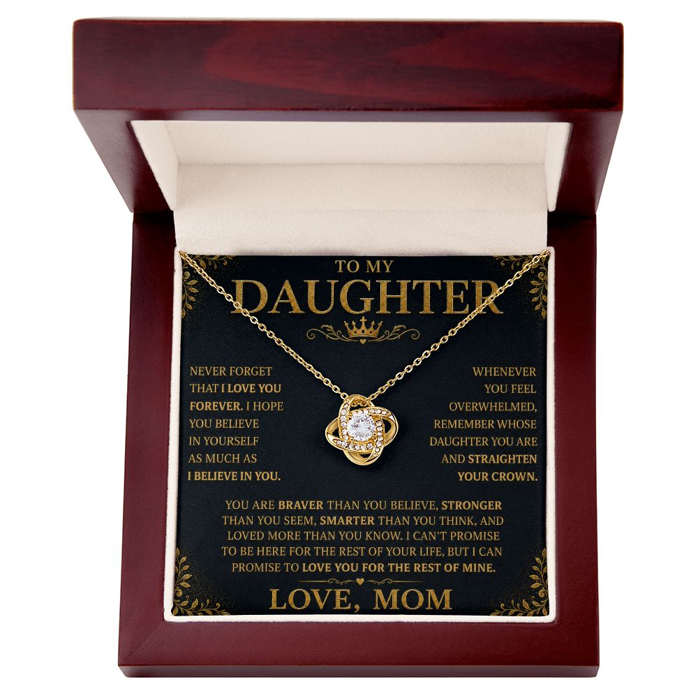 To My Daughter “Straighten Your Crown” Knot Necklace Gift From Mom Jewelry 