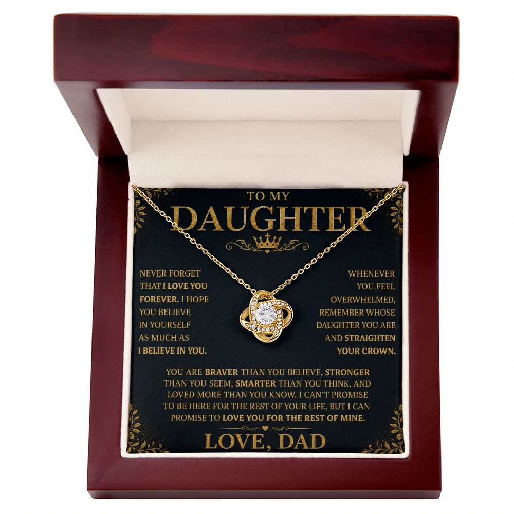 To My Daughter “Straighten Your Crown” Knot Necklace Gift From Dad Jewelry 