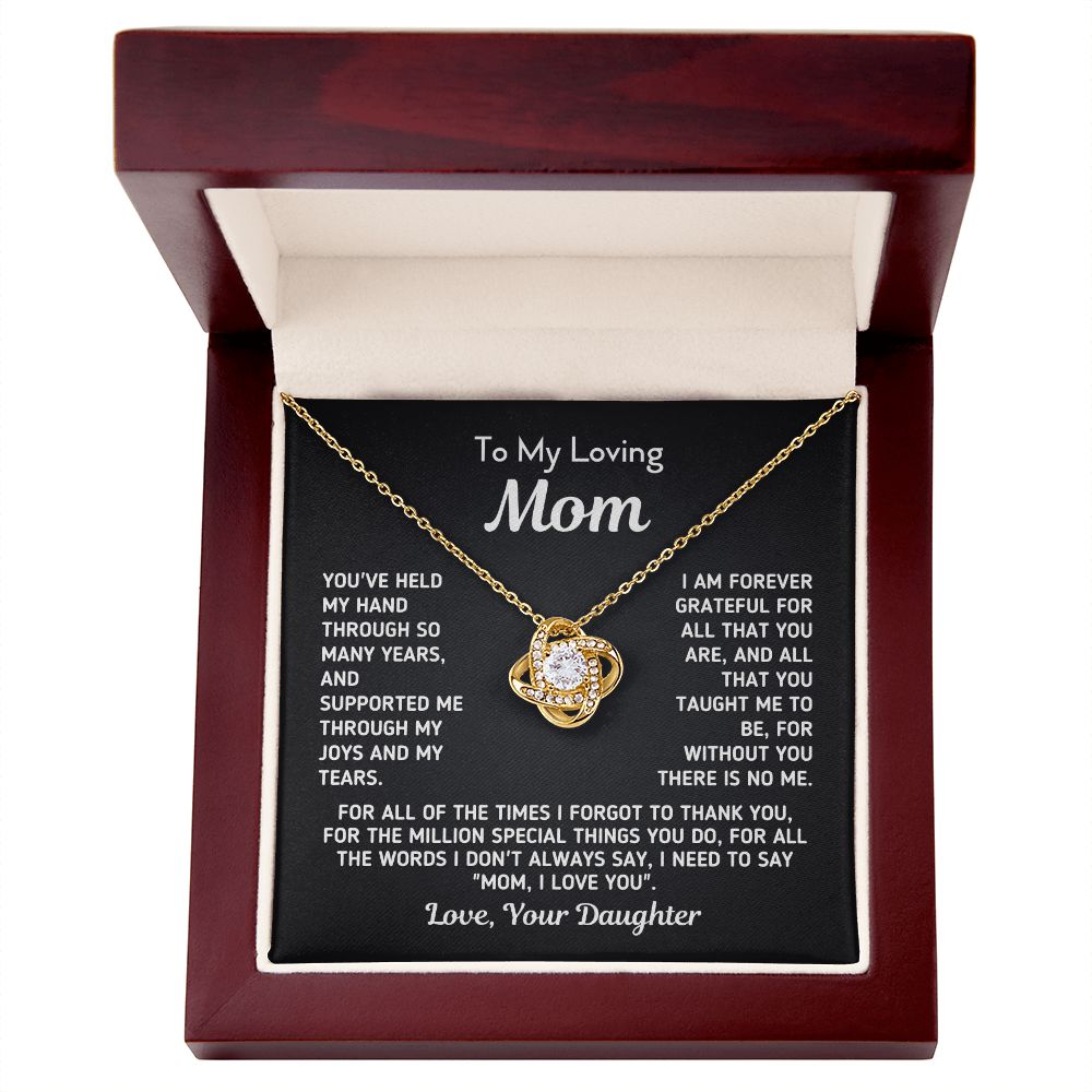 Gift for Mom From Daughter - "Without You There Is No Me" Gold Knot Necklace Jewelry 