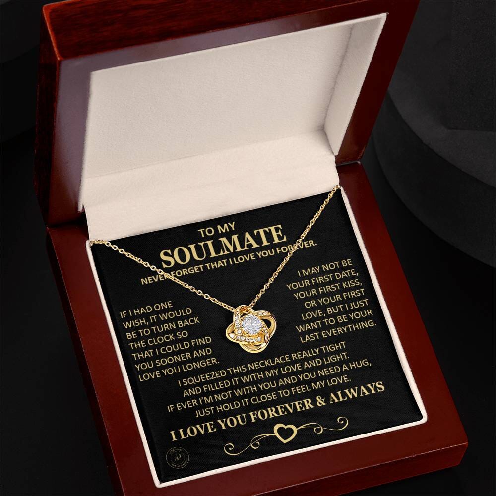 Gift for Soulmate "If I Had One Wish" Gold Knot Necklace Jewelry 