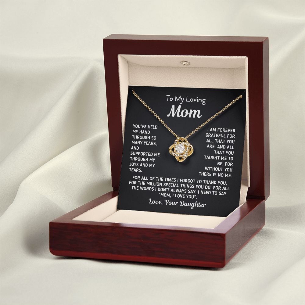 Gift for Mom From Daughter - "Without You There Is No Me" Gold Knot Necklace Jewelry 