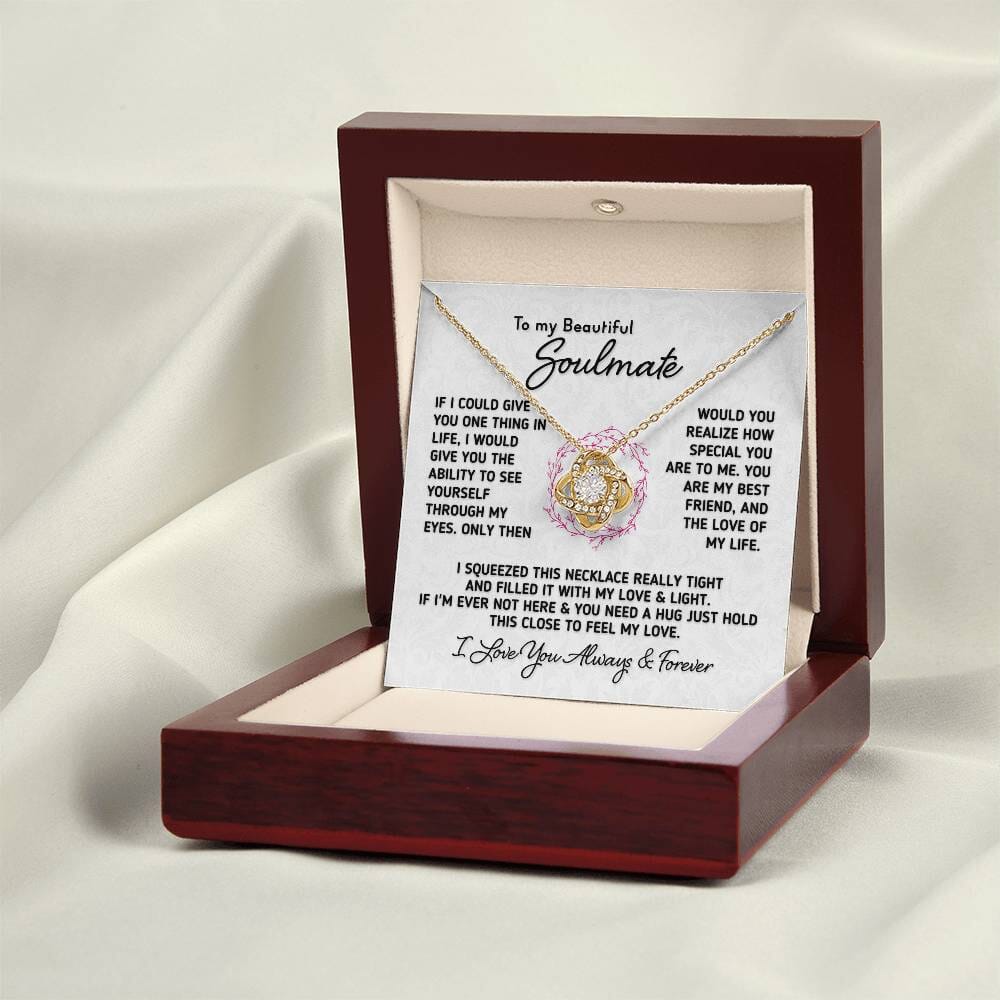 Gift for Soulmate "If I Could Give You One Thing" Necklace Jewelry 18K Yellow Gold Finish Mahogany Style Luxury Box (w/LED) 