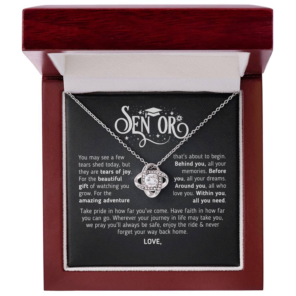 Custom Gift for Graduation "The Beautiful Gift of Watching You Grow" Necklace Jewelry 14K White Gold Finish Mahogany Style Luxury Box (w/LED) 