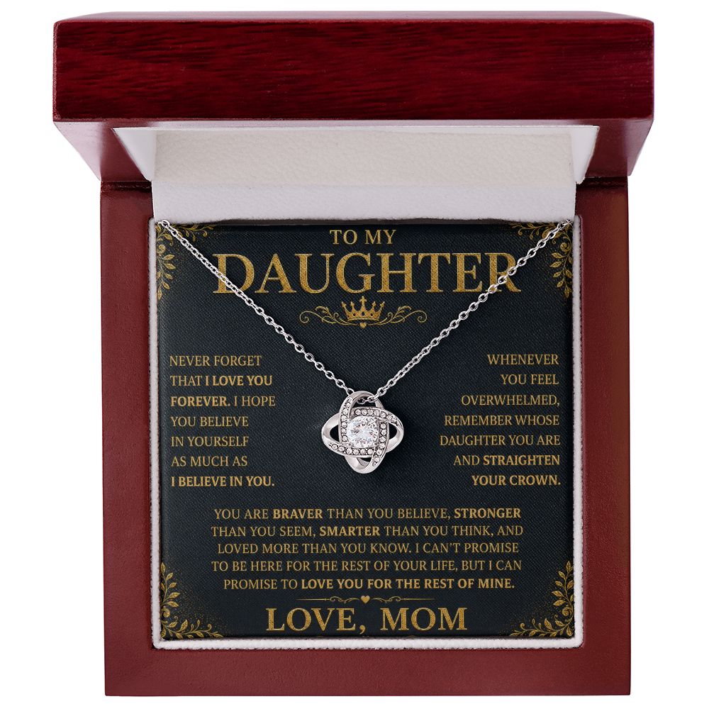 To My Daughter “Straighten Your Crown” Knot Necklace Gift From Mom Jewelry 