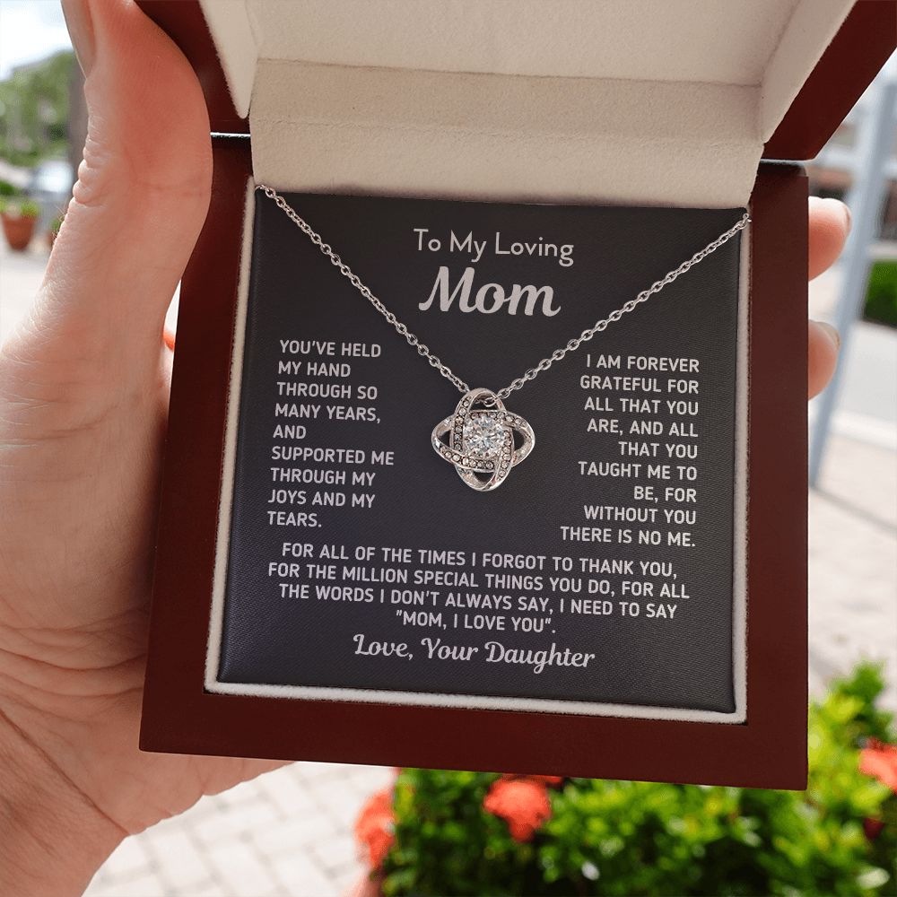 Gift for Mom From Daughter - "Without You There Is No Me" Gold Knot Necklace Jewelry 