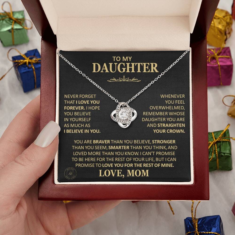 Unique Gift for Daughter From Mom "Never Forget That I Love You" Necklace Jewelry 