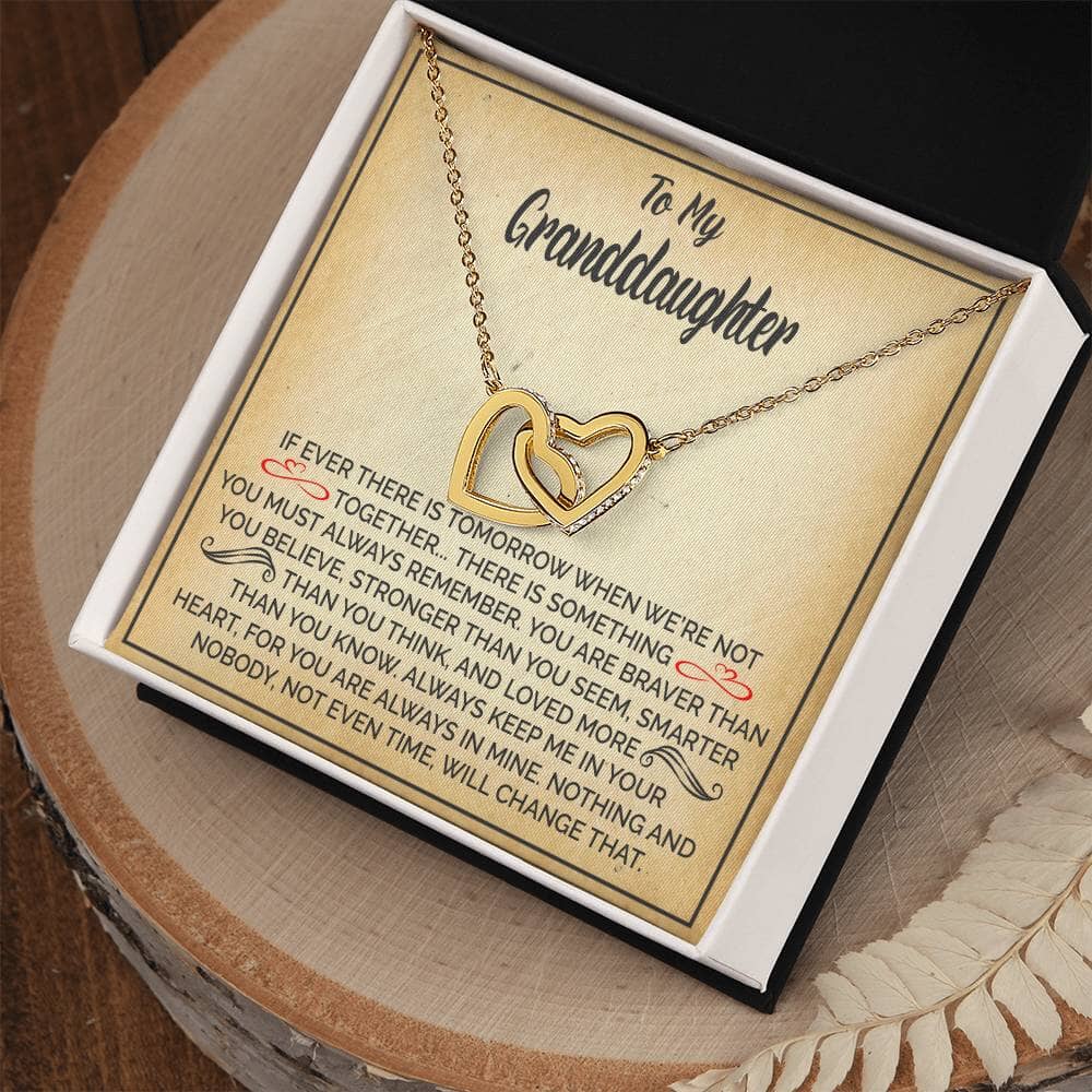 Beautiful Gift for Granddaughter "Keep Me In Your Heart" Interlocking Hearts Necklace Jewelry 