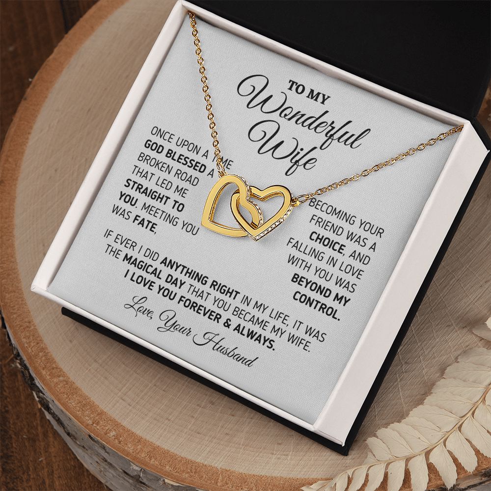 Gift for Wife "The Magical Day" Interlocking Hearts Necklace Jewelry 