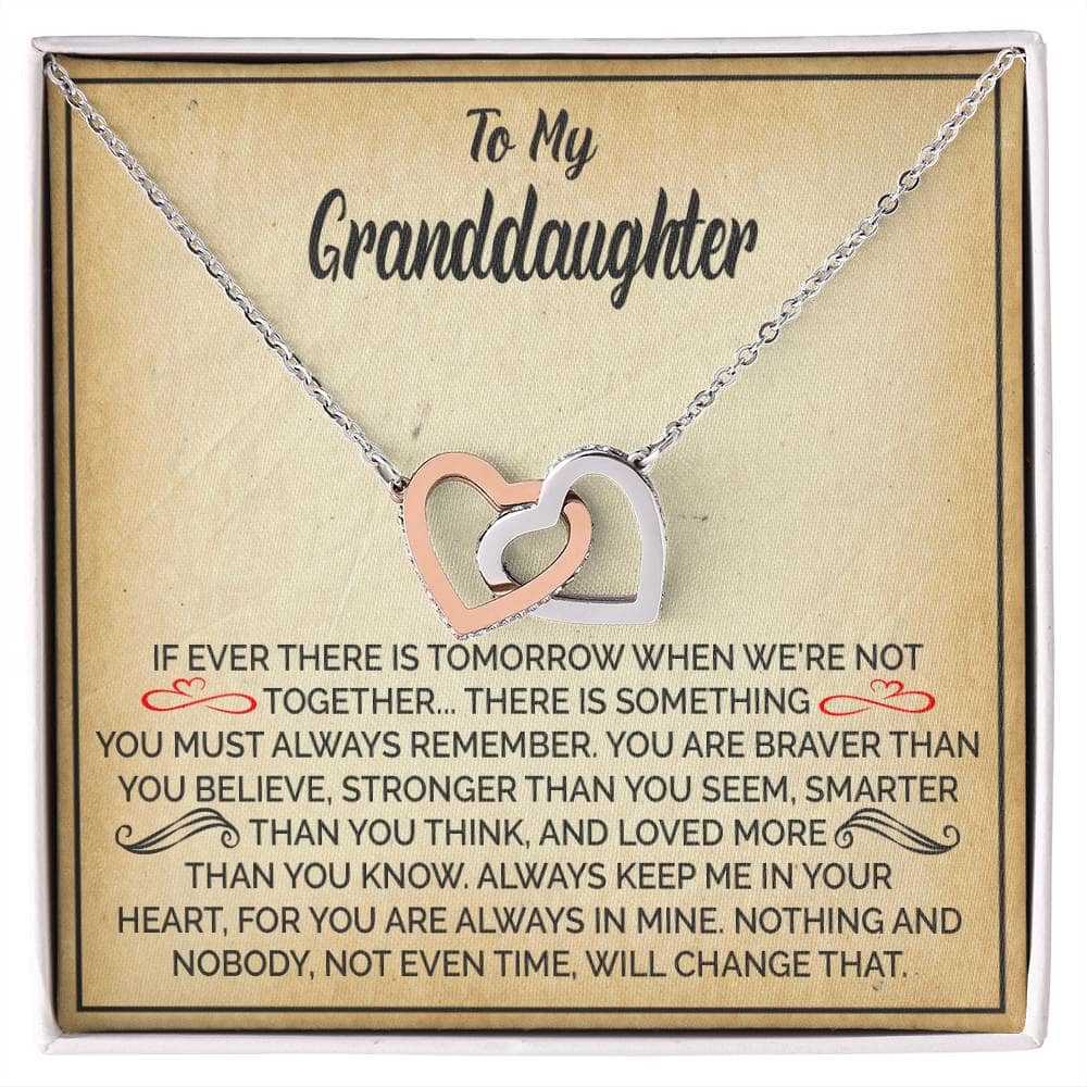 Beautiful Gift for Granddaughter "Keep Me In Your Heart" Interlocking Hearts Necklace Jewelry 