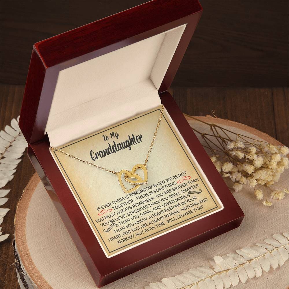 Beautiful Gift for Granddaughter "Keep Me In Your Heart" Interlocking Hearts Necklace Jewelry 