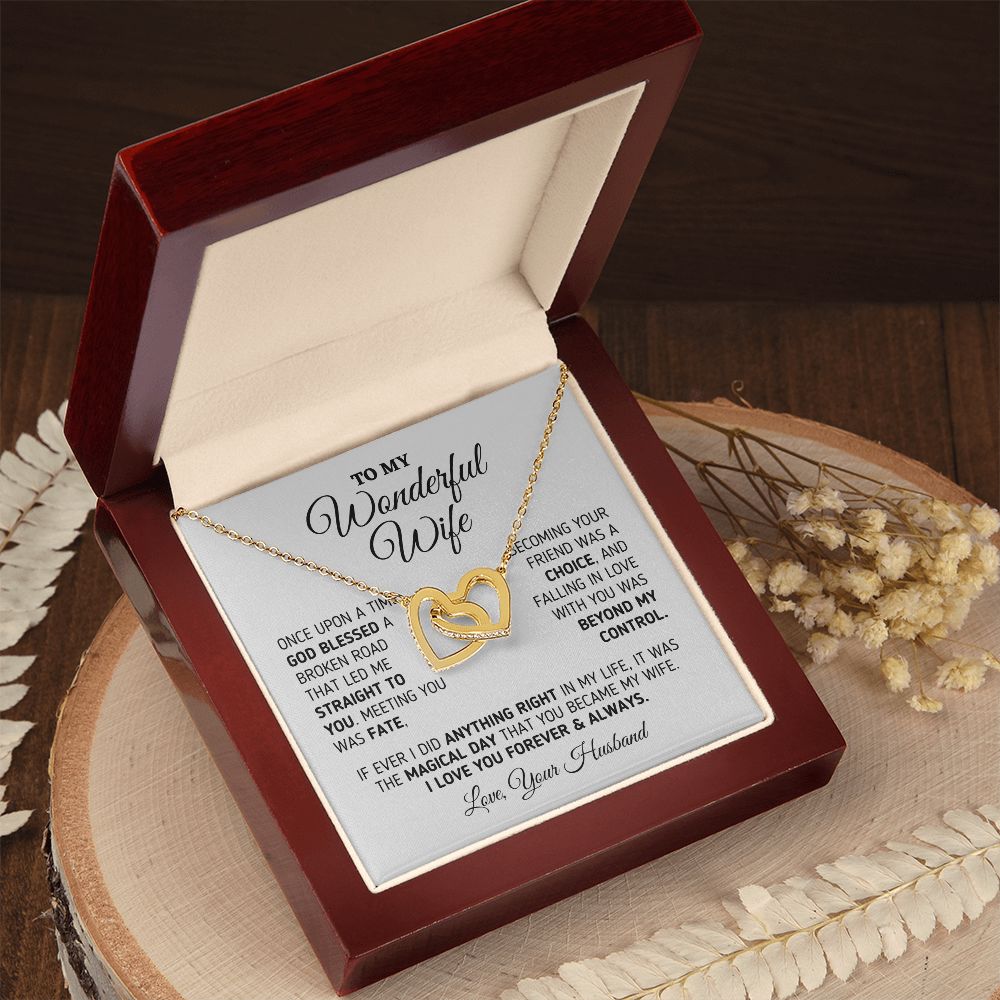 Gift for Wife "The Magical Day" Interlocking Hearts Necklace Jewelry 