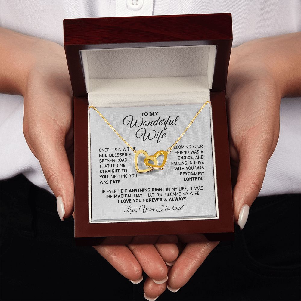 Gift for Wife "The Magical Day" Interlocking Hearts Necklace Jewelry 