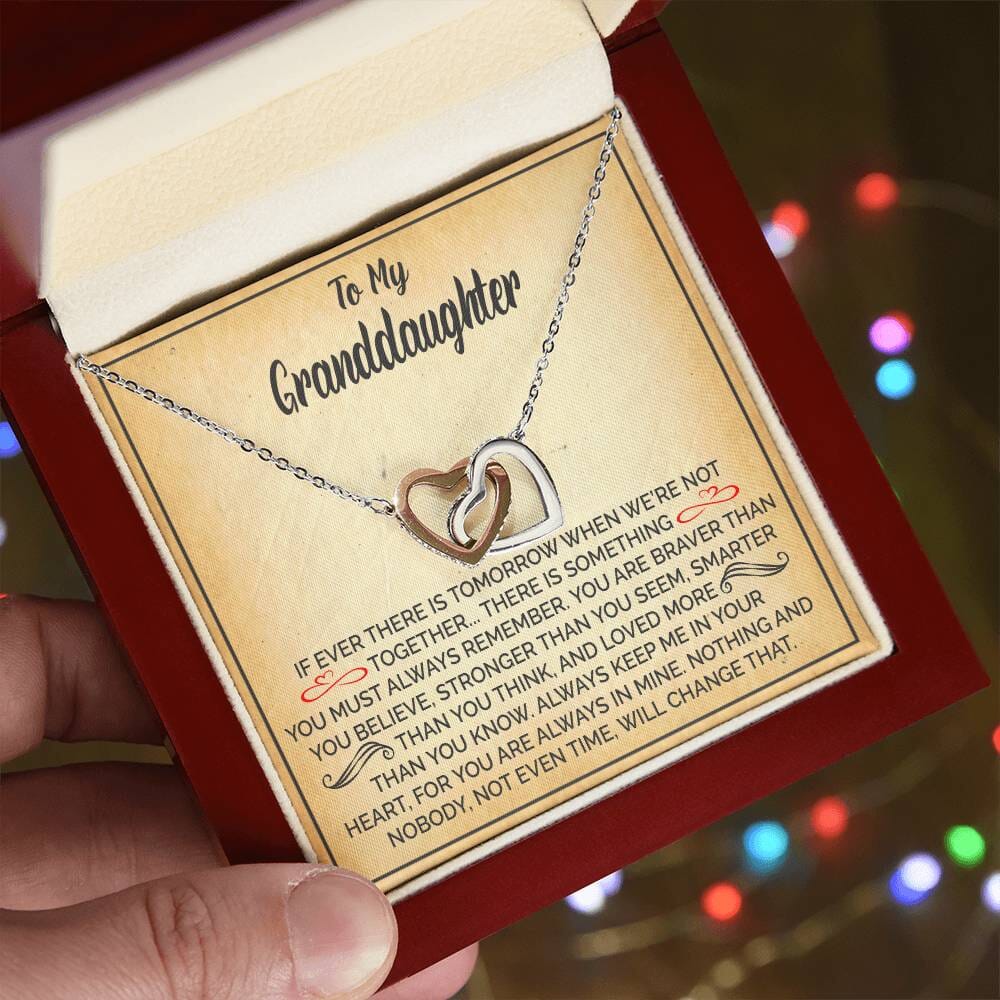 Beautiful Gift for Granddaughter "Keep Me In Your Heart" Interlocking Hearts Necklace Jewelry 