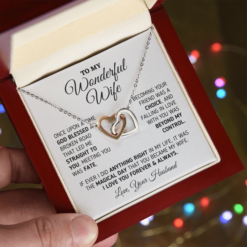 Gift for Wife "The Magical Day" Interlocking Hearts Necklace Jewelry 