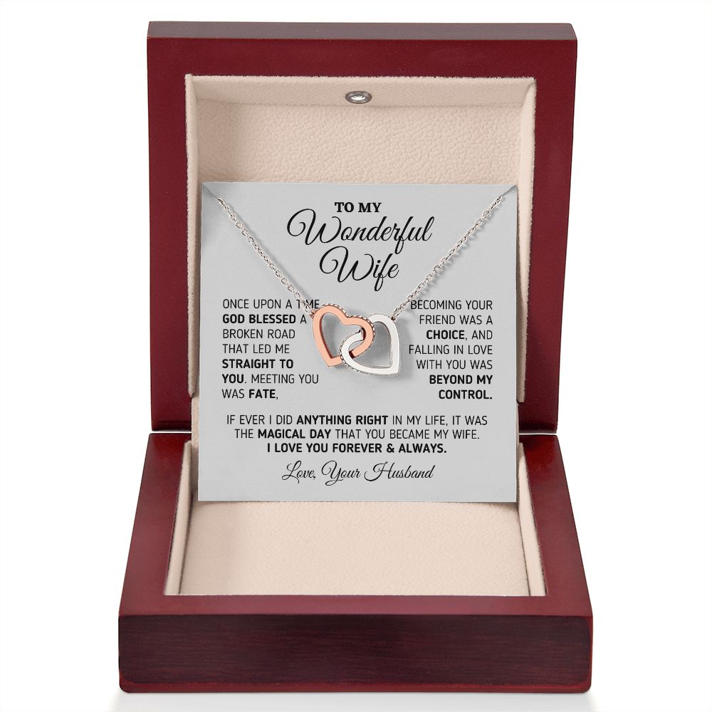 Gift for Wife "The Magical Day" Interlocking Hearts Necklace Jewelry 
