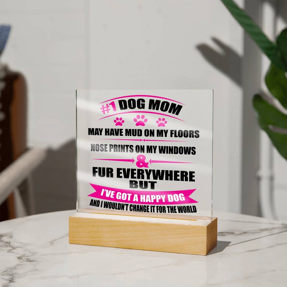 Adorable "Number 1 Dog Mom" Gift Decorative Acrylic Plaque Jewelry 