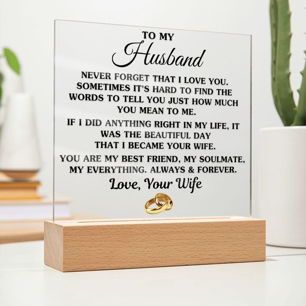 Gift For Husband "My Best Friend, My Soulmate, My Everything" Acrylic Plaque Jewelry Wooden Base 