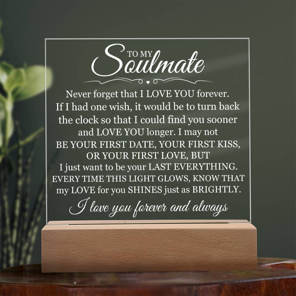 Gift For Soulmate "Never Forget That I Love You" Acrylic Plaque: An Unforgettable and Exclusive Keepsake Jewelry 