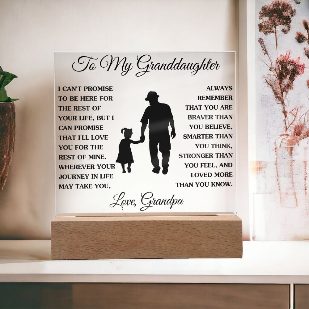Gift For Granddaughter "Loved More Than You Know" Love Grandpa Jewelry Wooden Base 