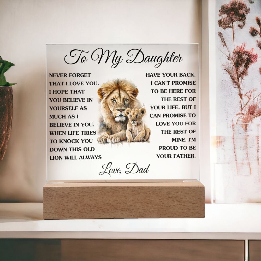 Gift for Daughter from Dad "This Old Lion" Acrylic Plaque Jewelry Wooden Base 