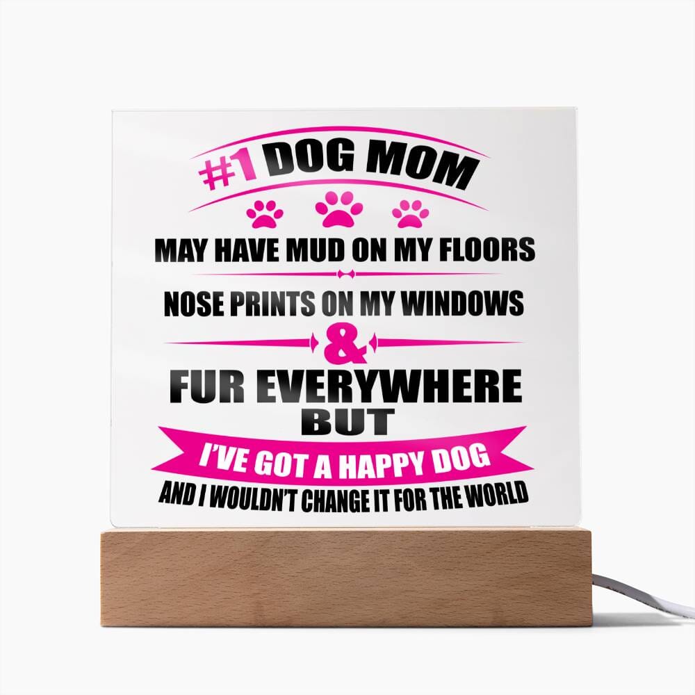 Adorable "Number 1 Dog Mom" Gift Decorative Acrylic Plaque Jewelry 