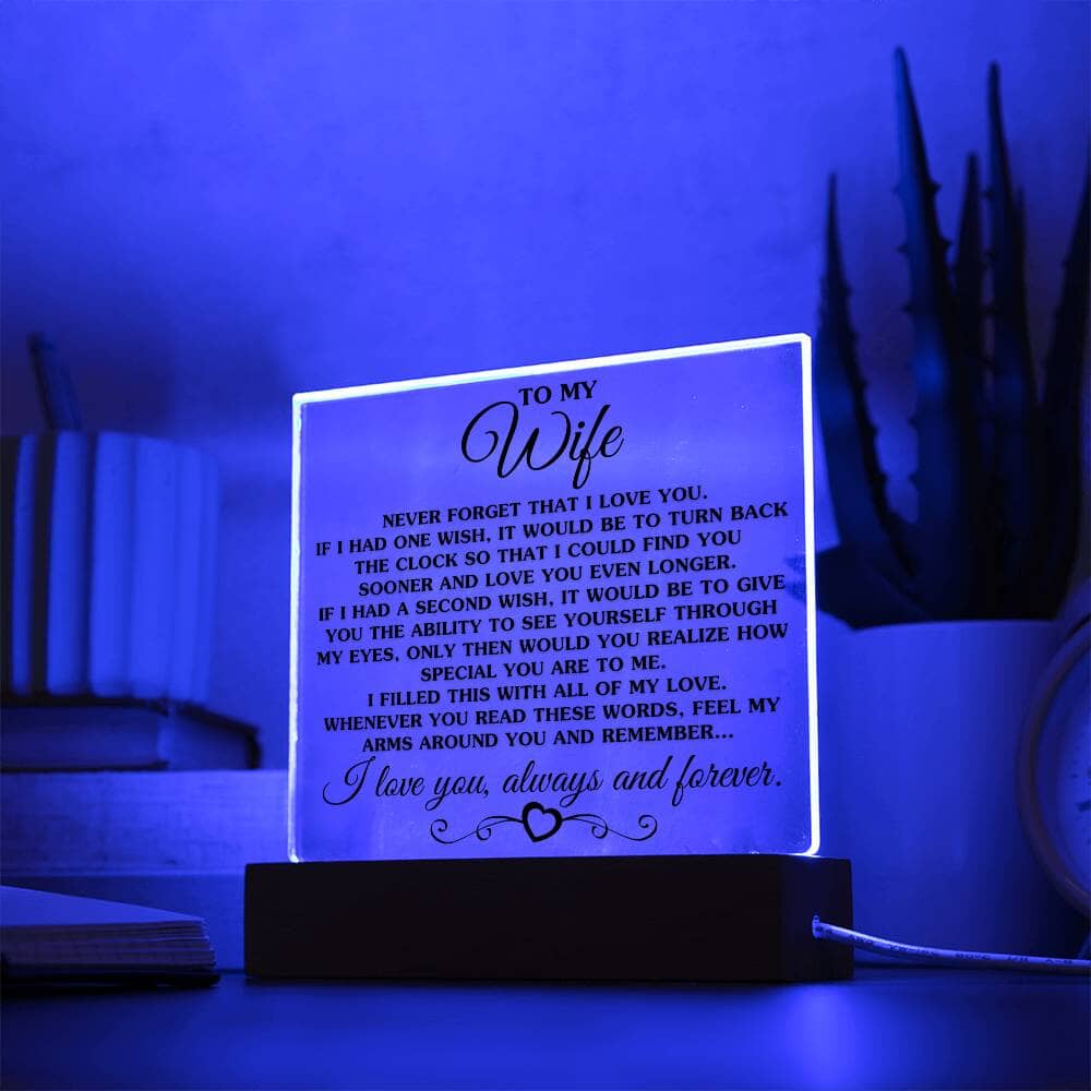 Gift for Wife "If I Had One Wish" Acrylic Plaque Jewelry Acrylic Square with LED Base 