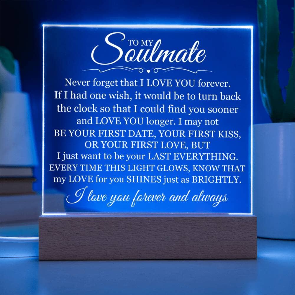 Gift For Soulmate "Never Forget That I Love You" Acrylic Plaque: An Unforgettable and Exclusive Keepsake Jewelry 