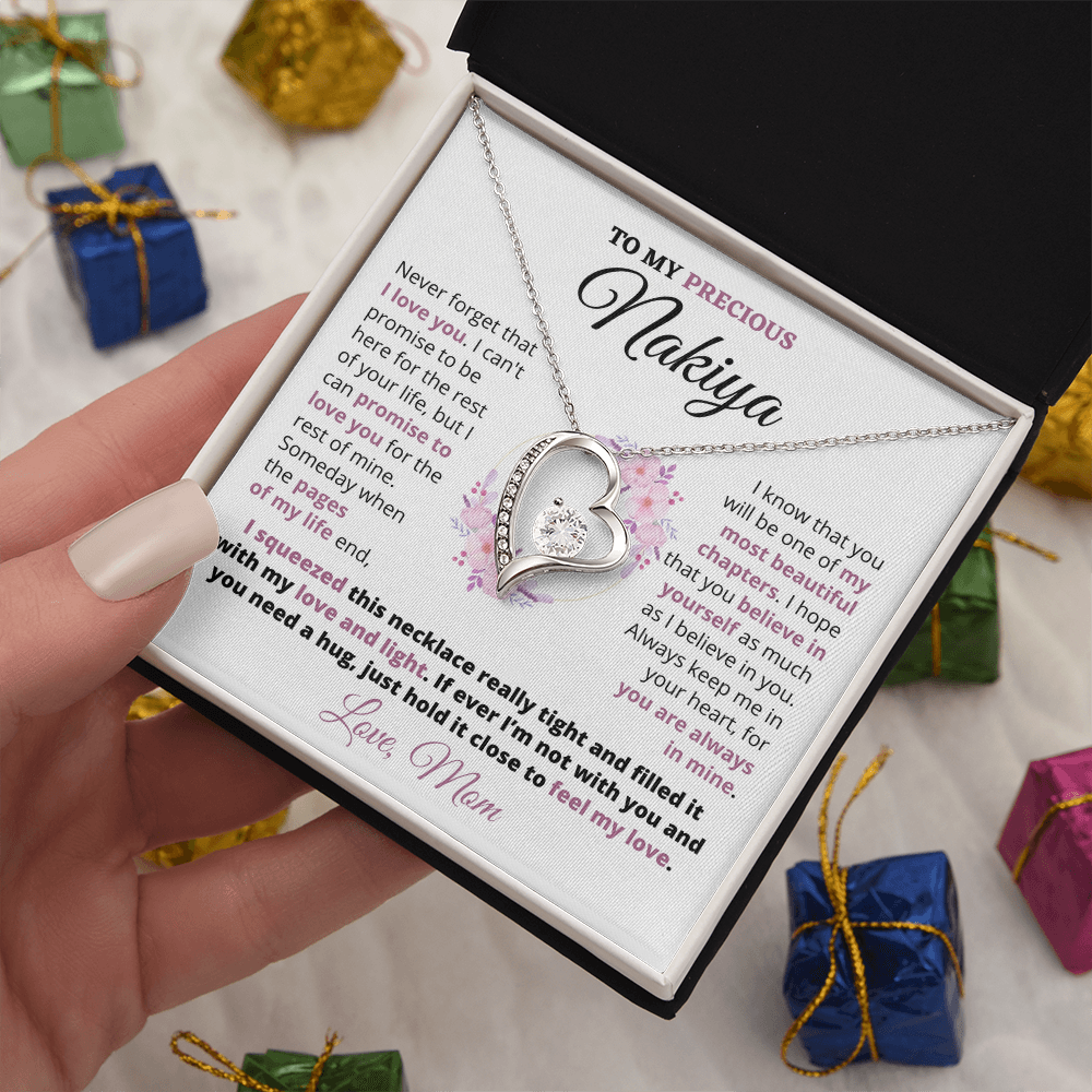 Gift For Precious Nakiya "Always Keep Me In Your Heart" Love Mom Heart Necklace