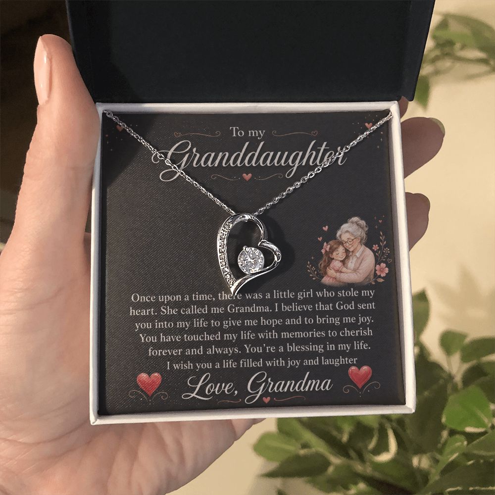 To My Granddaughter "You Stole My Heart" Love Grandma Necklace Jewelry 