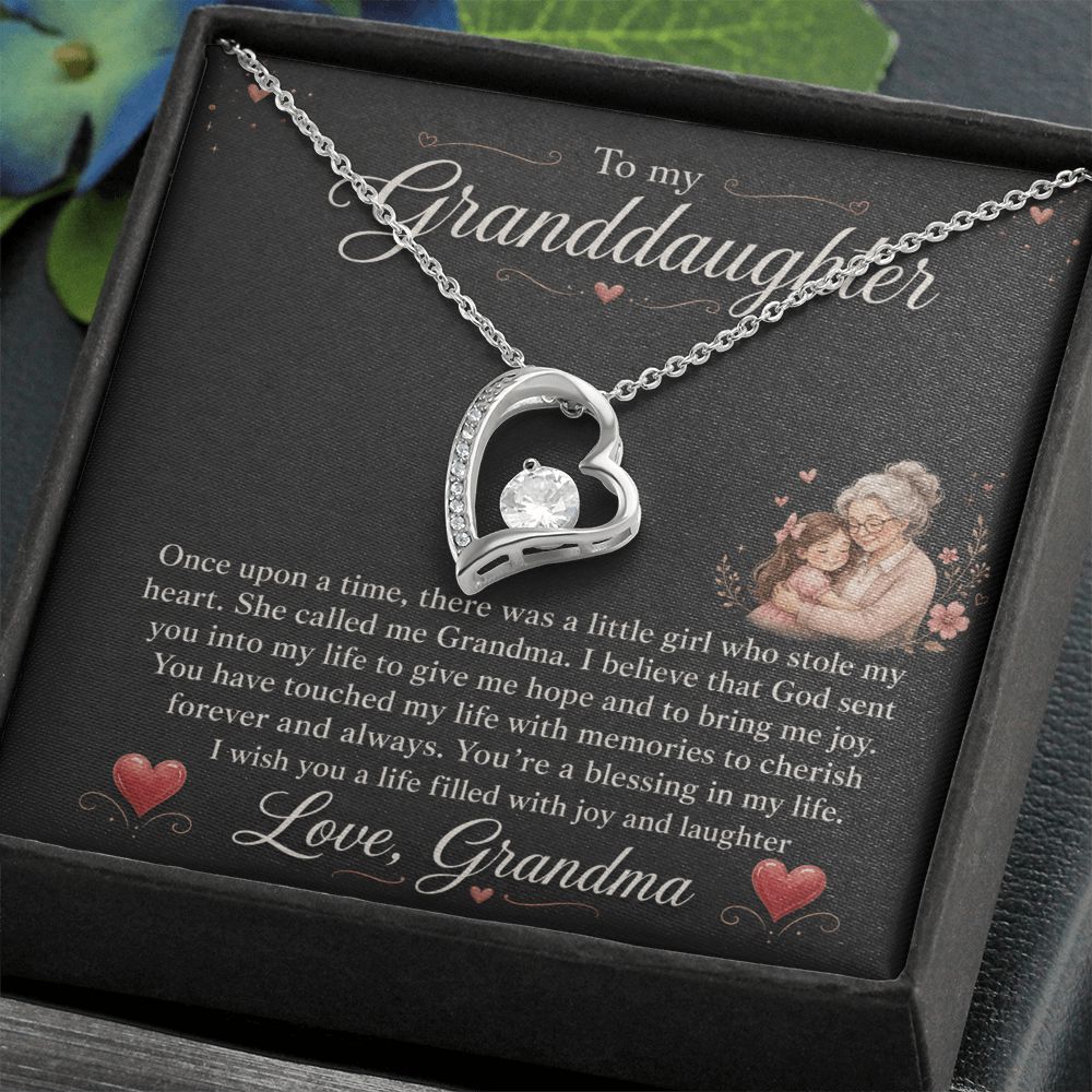 To My Granddaughter "You Stole My Heart" Love Grandma Necklace Jewelry 