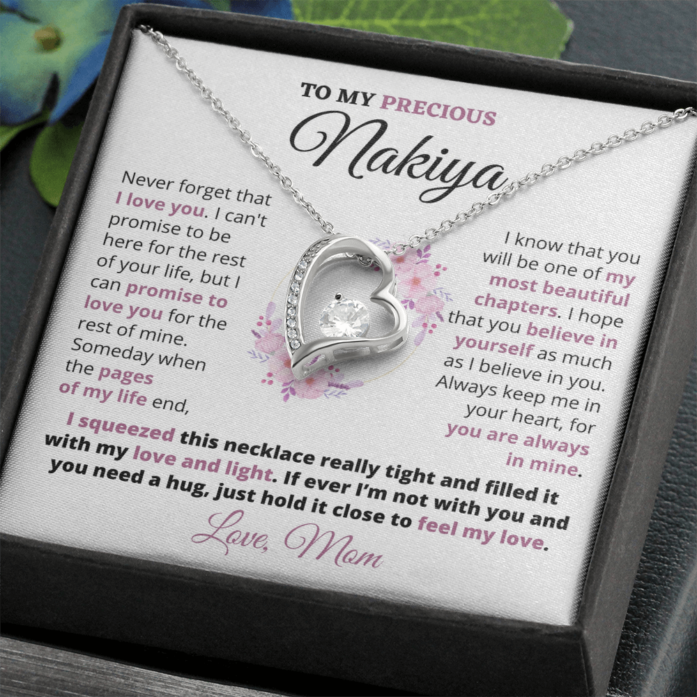 Gift For Precious Nakiya "Always Keep Me In Your Heart" Love Mom Heart Necklace