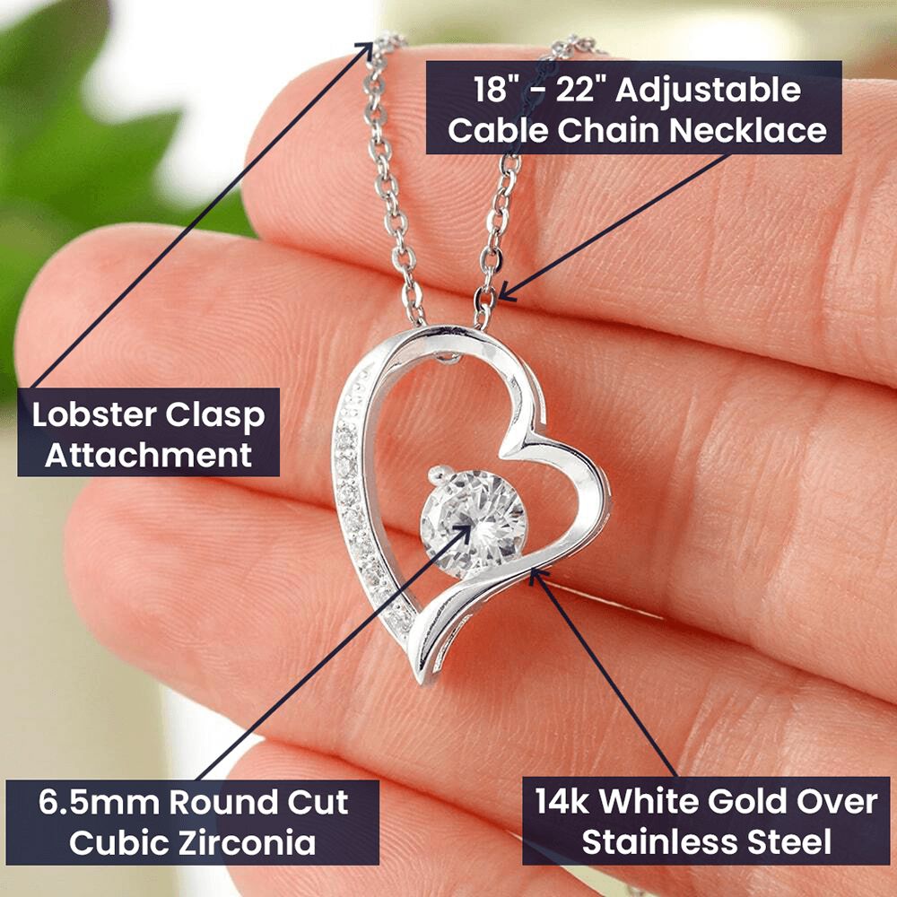 Beautiful Gift for Daughter From Mom and Dad "Never Forget That We Love You" Heart Necklace Jewelry 