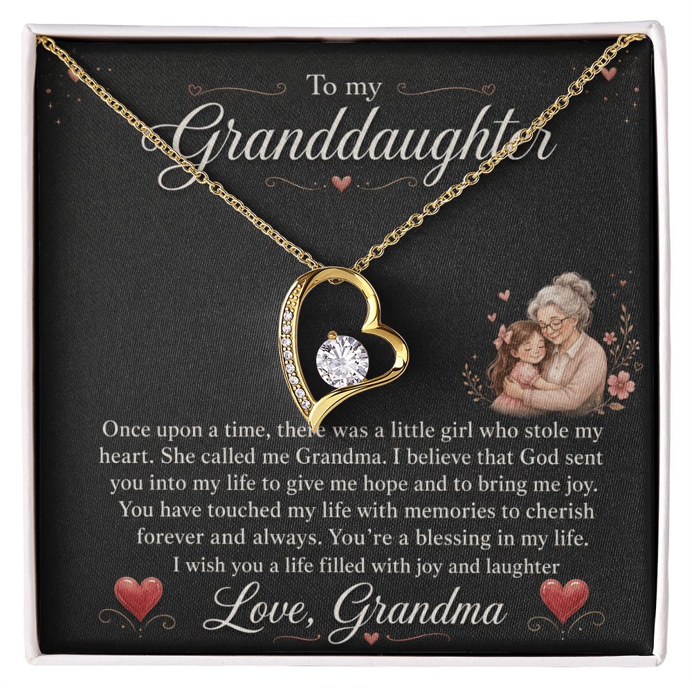 To My Granddaughter "You Stole My Heart" Love Grandma Necklace Jewelry 